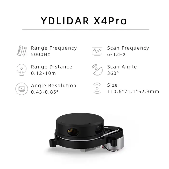 YDLIDAR X4 Pro 360 degrés 2D gamme Laser Lidar Scanner triangulaire plage 10 mètres rayon de numérisation pour Arduino Raspberry PI