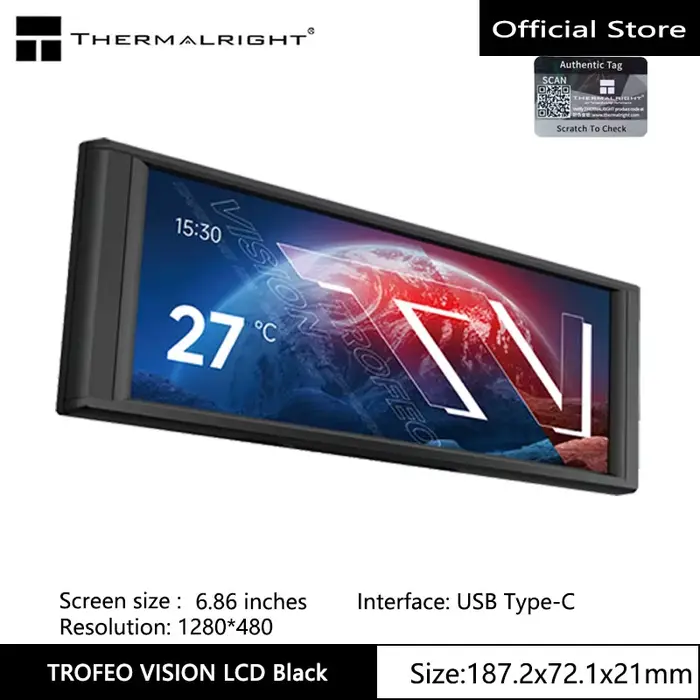 Écran d'affichage LCD IPS Thermalright TROFEO VISION, 6,86 pouces/résolution magnétique/1280*480/por
