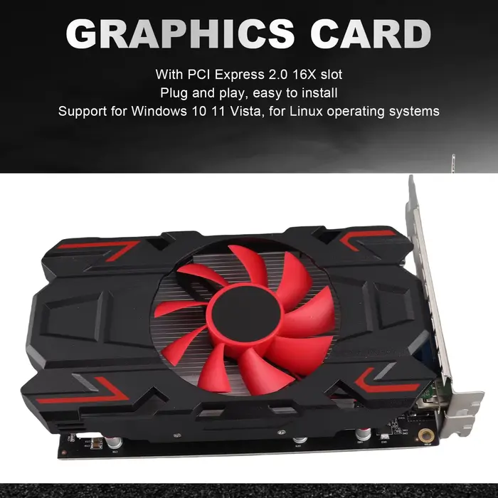Carte graphique HD7670 4 Go DDR5 128 bits avec ventilateur de refroidissement