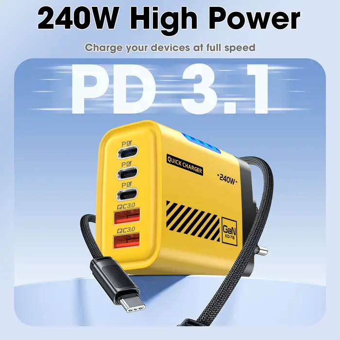 5 ports GaN USB C chargeur 240W PD
