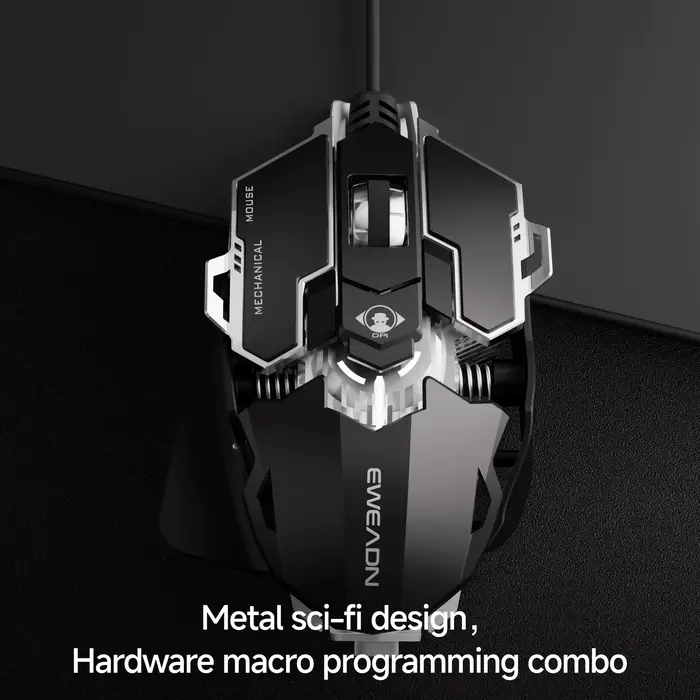 Souris de jeu filaire EWEADN, RVB, 12800 DPI réglable, finition galvanisée, ergonomique, prise en ch