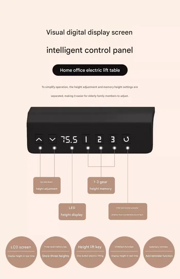 Pieds de bureau de jeu réglables en hauteur avec fonction de rappel de position sédentaire, pieds de table élévatifs électriques intelligents