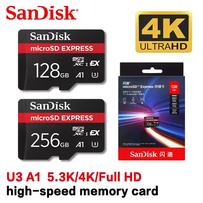 Carte microSD Express 128GB 256GB A2 5.3K NVMe TF