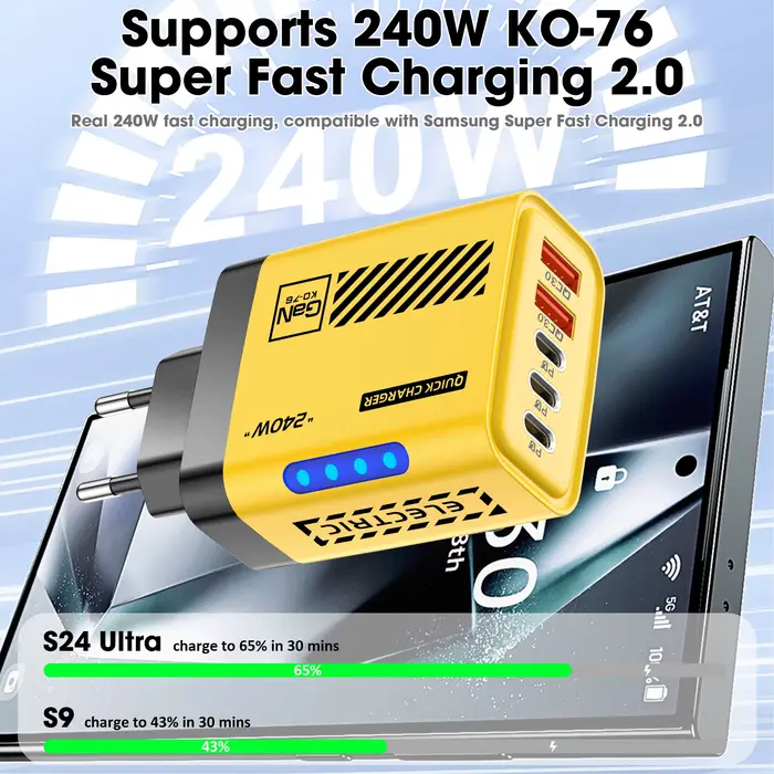 5 ports GaN USB C chargeur 240W PD