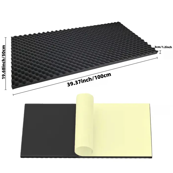 Panneau acoustique auto-adhésif HERTBER en mousse alvéolée 100x50x3cm haute densité insonorisant pour salle de jeux