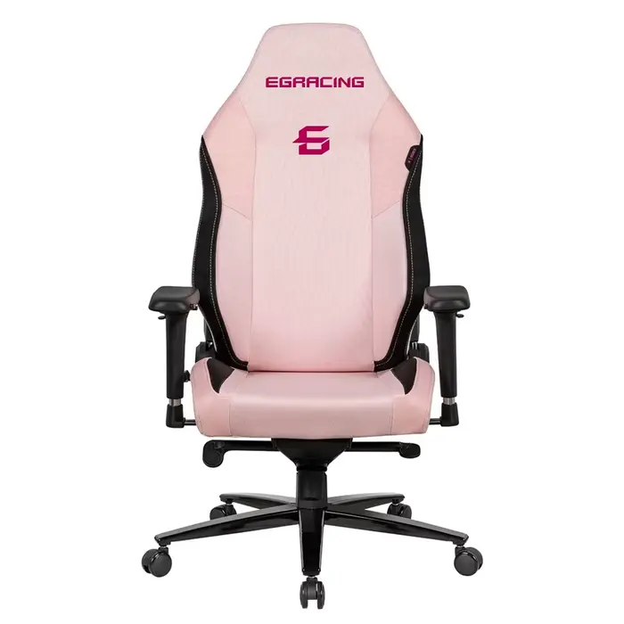 Chaise de jeu ergonomique rose, pivotante et réglable, avec support lombaire et accoudoirs, design i