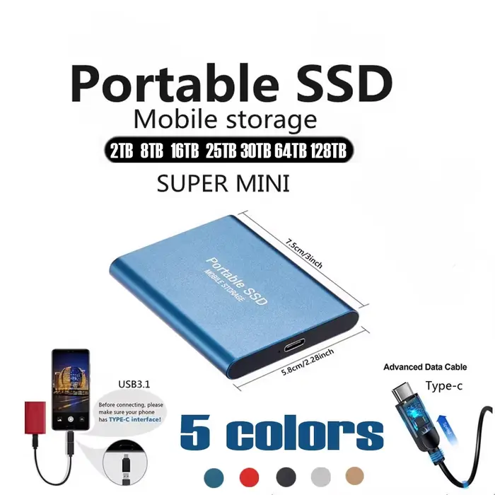 SSD portable 2 To, disque SSD haute vitesse 128 To
