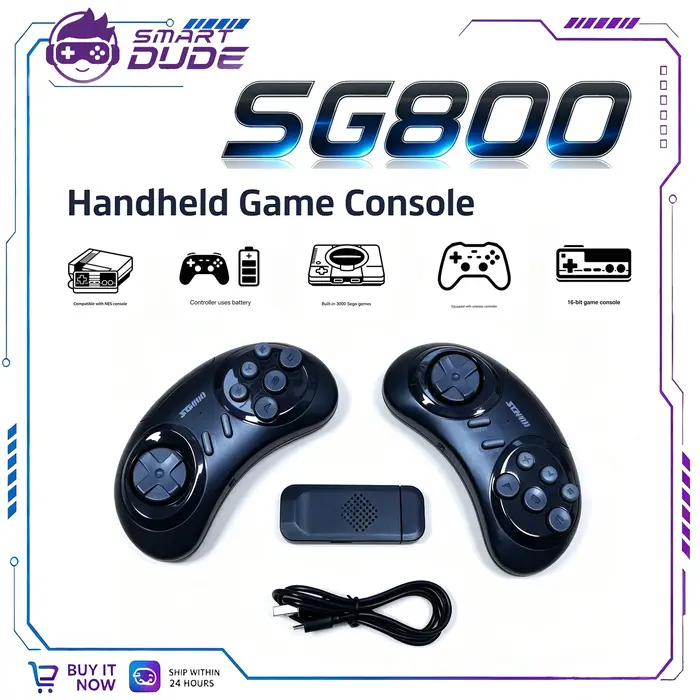 Bâton de console de jeu vidéo rétro HD pour SEGA, contrôleur sans fil, 16 bits, 3000 jeux, NESS, SG8