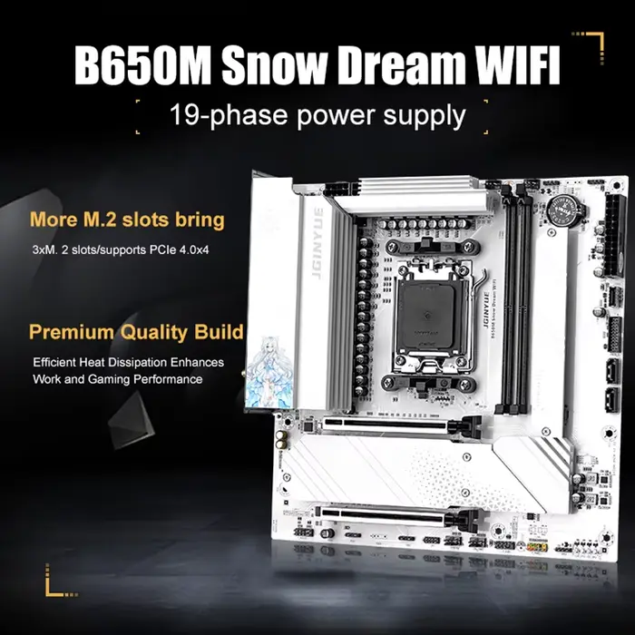 JGINYUE B650M neige rêve WIFI 6E carte mère DDR5 AM5 ordinateur de bureau de jeu