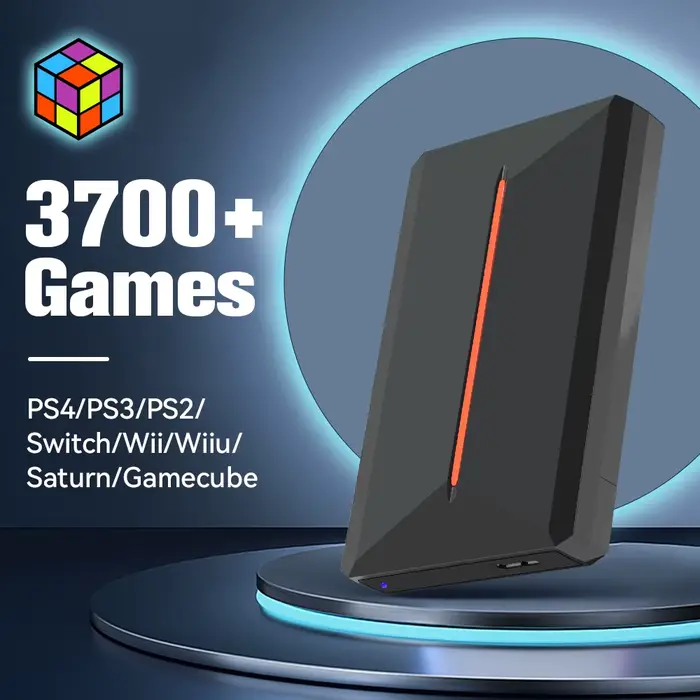 Hyper Base Lbox 500GB disque dur de jeu pour PS4/PS3/PS2/Wii/Wiiu/Gamecube/Saturn avec plus de 3700 jeux Plug & Play pour Win PC Launchbox