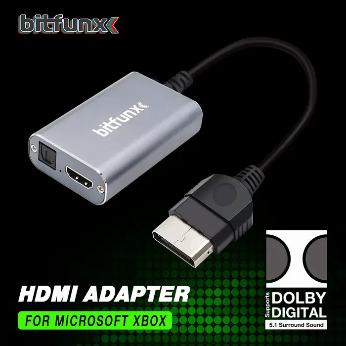 Bitfunx HDMI ™   Adaptateur pour consoles de jeu rétro classiques XBOX, câble HD, accepte le son Sur