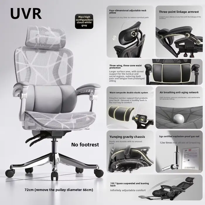 UVR Design ergonomique chaise ménage tabouret inclinable sédentaire confort maille
