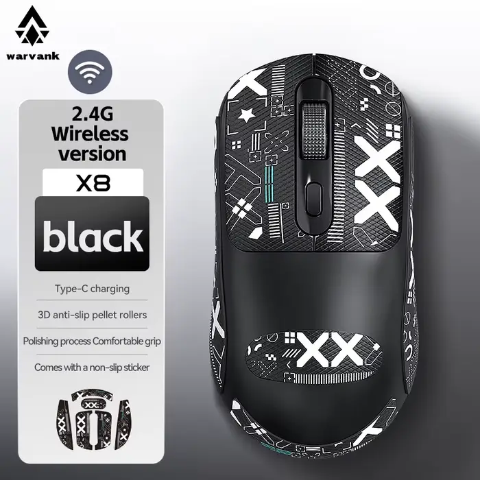 Warvank X8 souris de jeu sans fil 500 mAh TYPE-C souris de bureau Rechargeable adaptée aux ordinateu