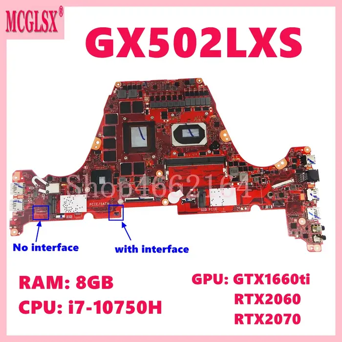 GX502LXS avec i7-10th Isabel CPU GTX1660ti RTX2060 RTX2070 Ordinateur Portable Carte Mère Pour ASUS 