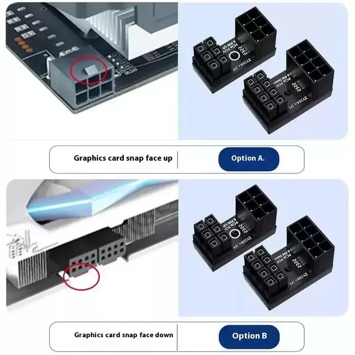 Carte graphique 180 ° Connecteur adaptateur d'alimentation coudé GPU PSU