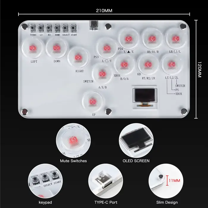 Contrôleur de bâton de combat d'arcade de clavier de Hitbox
