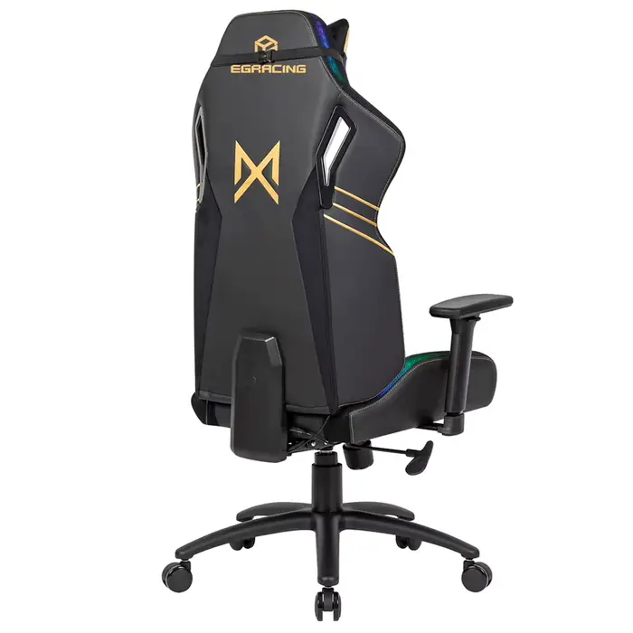 Chaise de bureau ergonomique de course et d'e-sport en cuir avec appui-tête pivotant