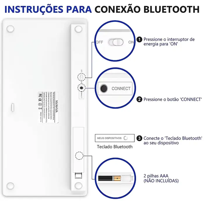 Clavier Bluetooth portugais (Brésil) sans fil, portable, ultra fin, silencieux, pour Mac, iPad, iPhone, iOS, Android, Windows, Smart