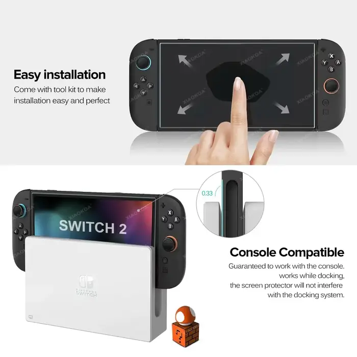 Protection d'écran en verre trempé HD NS2 pour Switch 2