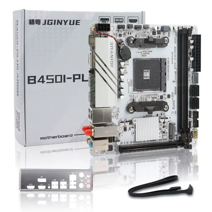 JGINYUE AMD AM4 ITX carte mère prend en charge Ryzen R3 R5 R7 1/2/3/4/5 série CPU DDR4 RAM ordinateur de bureau PCI-E 3.0 B450I-PLUS ARGB MB