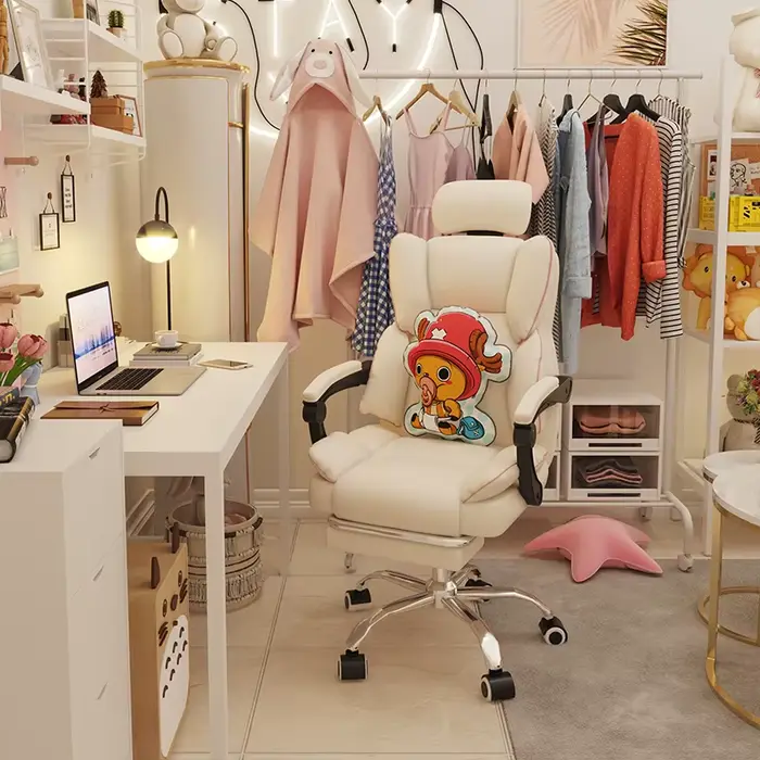 Chaise de Jeu Ergonomique Rose pour Chambre à Coucher