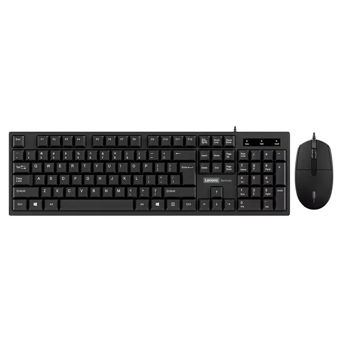 Lenovo – ensemble souris et clavier filaires, classique, noir, pour bureau, entreprise, usage domest