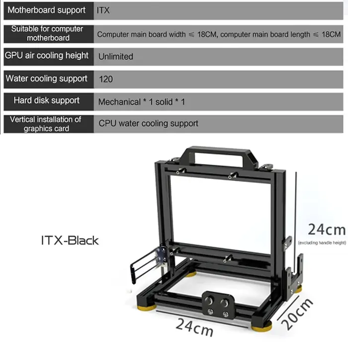 Armoire de jeu MOD ITX MATX, boîtier PC, cadre ouvert, tour ATX créative en aluminium, support de châssis d'ordinateur de jeu de bureau, bricolage