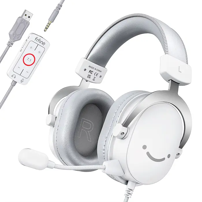FIFINE – casque de jeu USB avec son Surround 7.1/prise 3.5mm/Microphone, casque filaire sur l'oreill