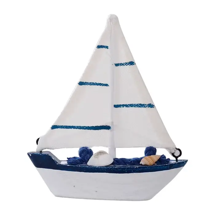 Décoration de bateau à voile en bois bleu