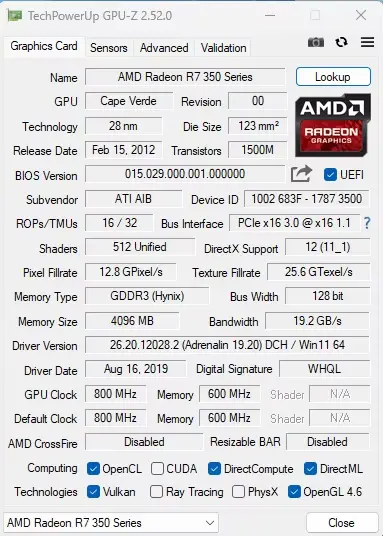 MLLSE AMD R7 350 4GB carte graphique GDDR3 128Bit PCI-E 3.0 Geforce GPU r7 350