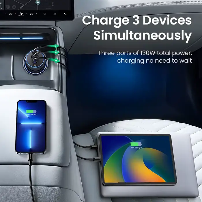 UGREEN 130W USB C chargeur de voiture pour Xiaomi iPhone 17 Samsung Galaxy S25 ordinateurs portables Tabet PD3.0 charge