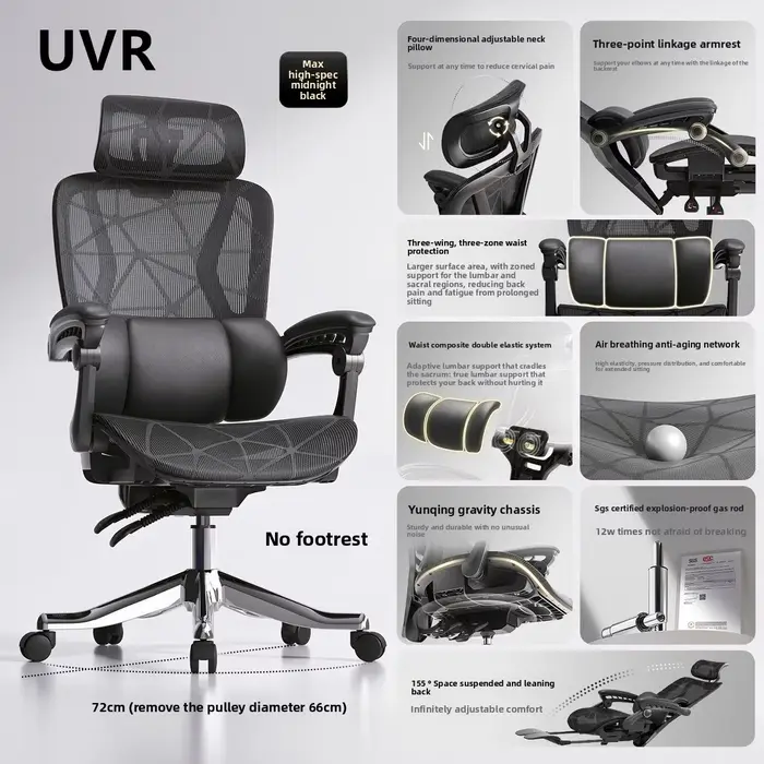 UVR Design ergonomique chaise ménage tabouret inclinable sédentaire confort maille
