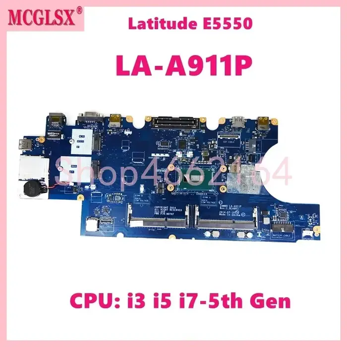 LA-A911P avec i3 i5 i7-5th Gen CPU carte mère d'ordinateur portable pour Dell Latitude E5550 carte m