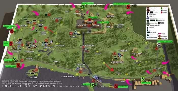 Grand tapis de souris Map of Escape from Tarkov 900X400