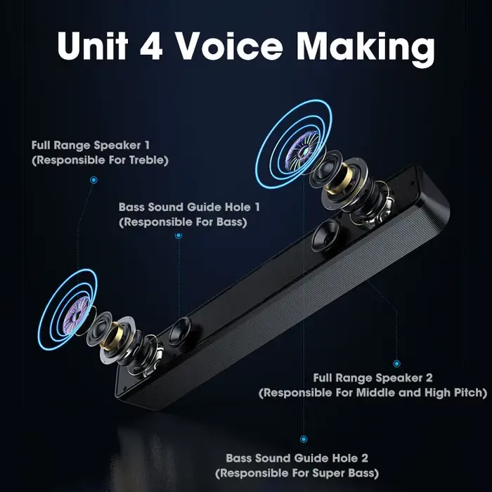 Barre de son pour PC, haut-parleur Bluetooth filaire/sans fil