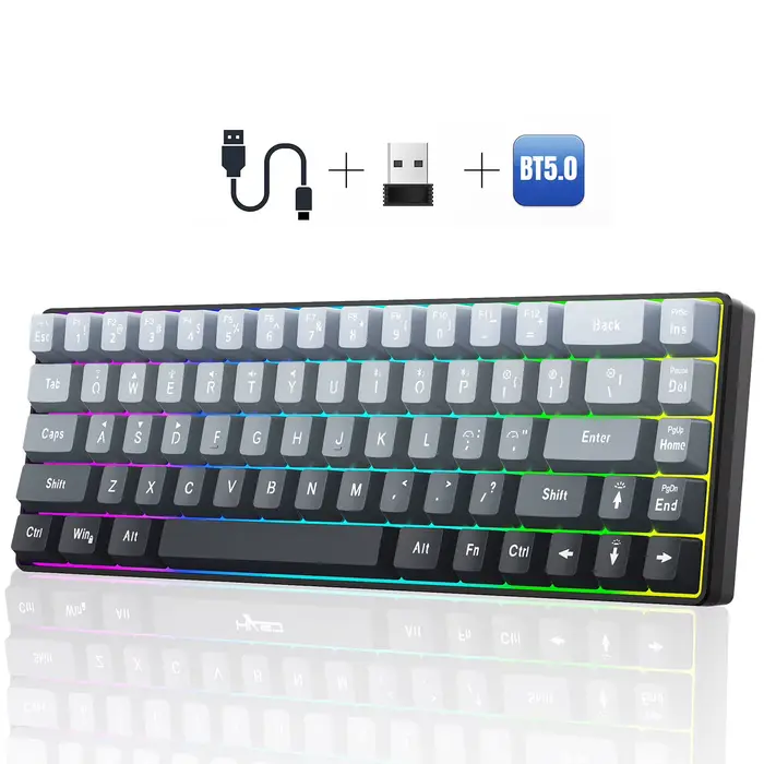 Clavier de jeu RGB V200 à 68 touches avec connectivité 3 modes compatible avec plusieurs appareils