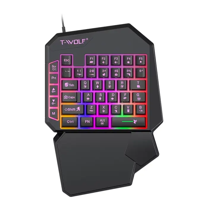 Combo clavier et souris de jeu RGB 5 en 1, contrôleur à une main, convertisseur filaire à faible lat