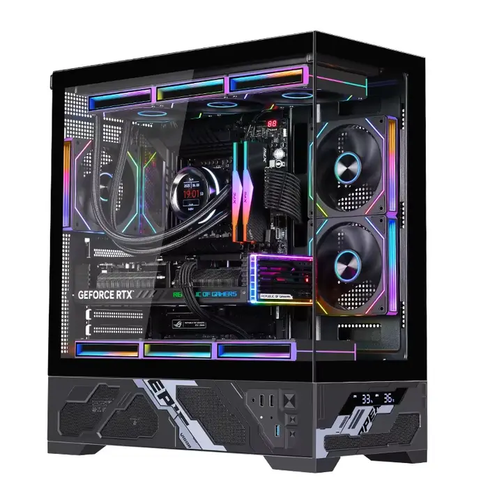 Boîtier PC ATX WJCOOLMAN Millennium avec écran/affichage numérique, prend en charge la refroidisseme