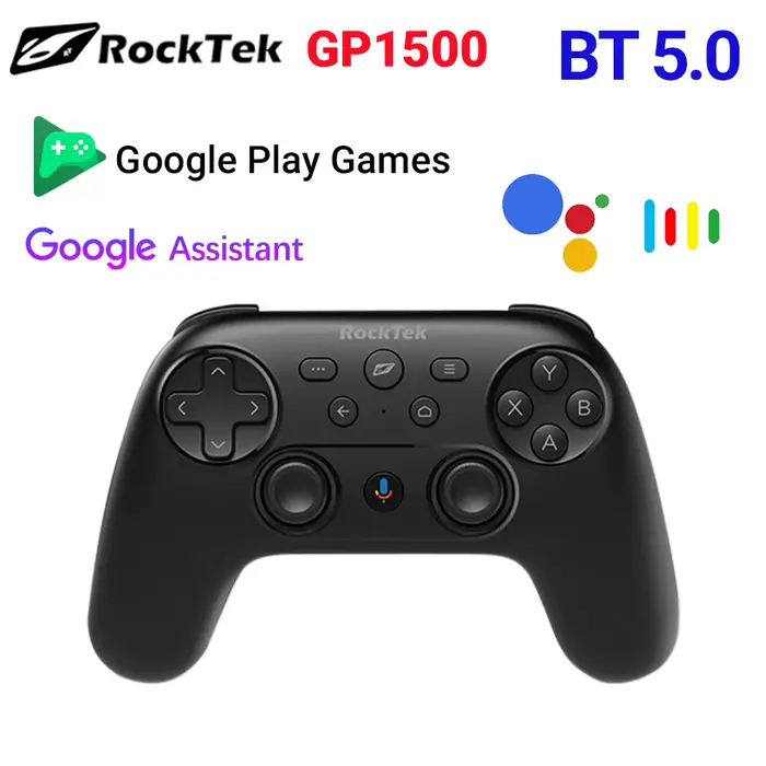 Manette de jeu RockTek GP1500 avec Bluetooth et mode filaire double, retour de force, compatible ave