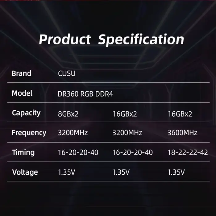 Mémoire RAM DDR4 CUSU 16 Go 3200 MHz RGB
