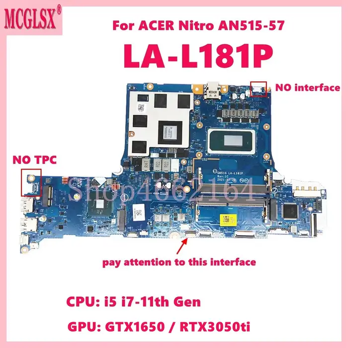 Carte mère LA-L181P avec processeur i5 i7-11e génération, GPU GTX1650/RTX3050ti-V4G, pour ordinateur