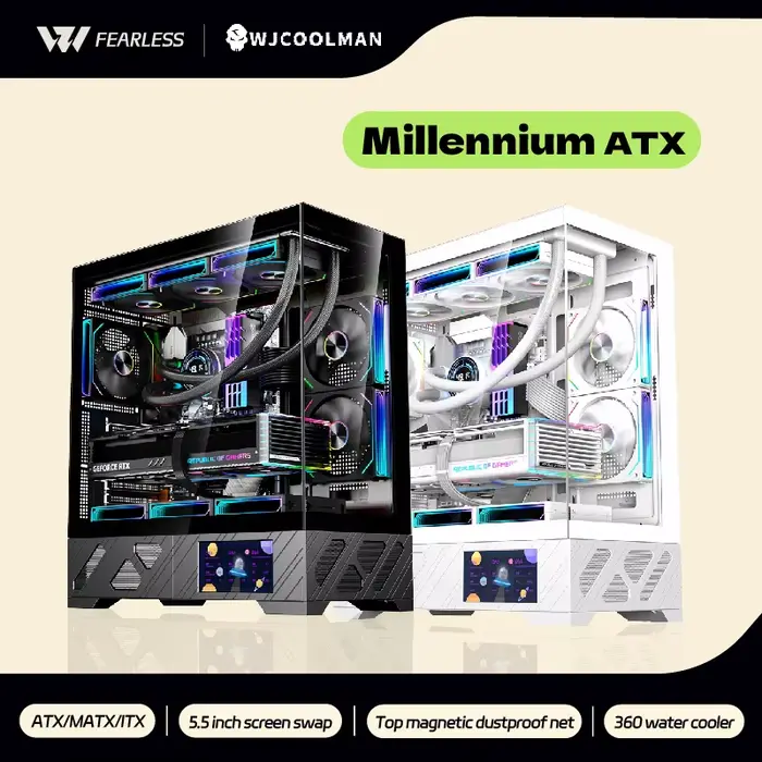 Boîtier PC ATX WJCOOLMAN Millennium avec écran/affichage numérique
