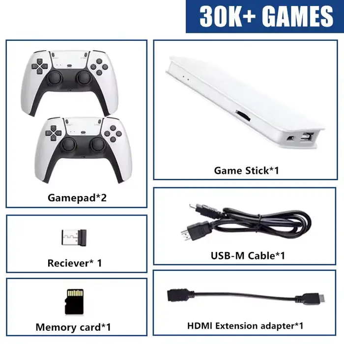 Console de jeu portable M15 Game Stick Mini TV, jeux classiques rétro 4K, manettes sans fil, sortie