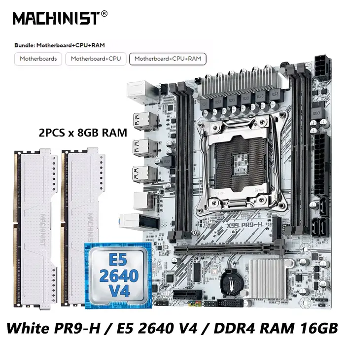Kit de carte mère MACHINIST White X99, processeur Xeon E5 2640 V4 LGA 2011-3 en option, DDR4 2*8G = 