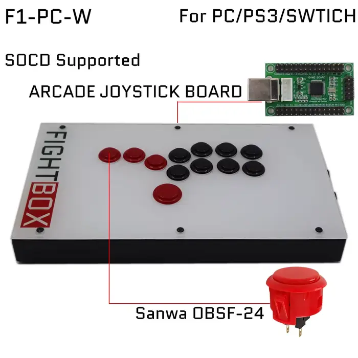 FPackage Box F1 Contrôleur de jeu d'arcade sans levier, tous les boutons, PC, PS, XBOX, SWITCH