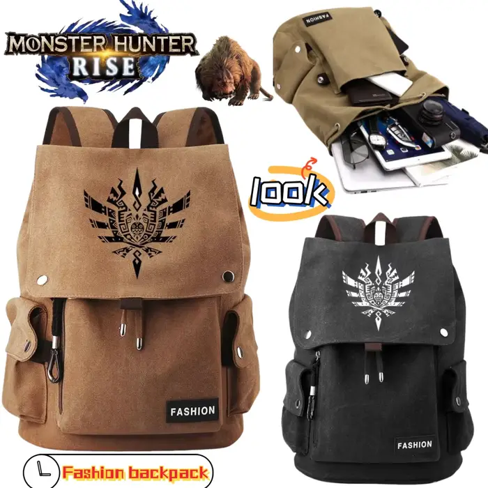 Monster Hunter Wilds Felyne Rathian Nergigante Game Merchandise sac à dos bidimensionnel pour hommes élégant sac à cordon décontracté