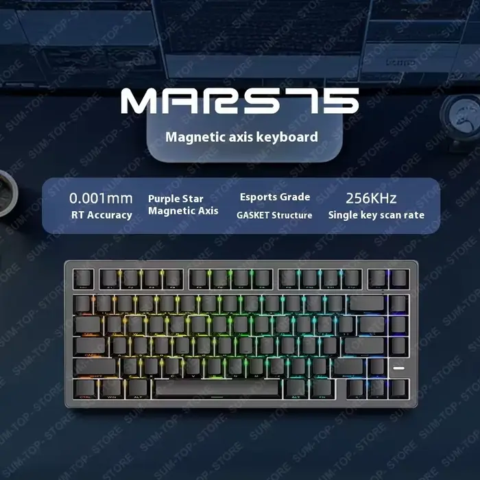 Clavier mécanique filaire pour jeux IROK Carotmas Mars75 Pro, disposition 75 %, faible latence 8K 0,