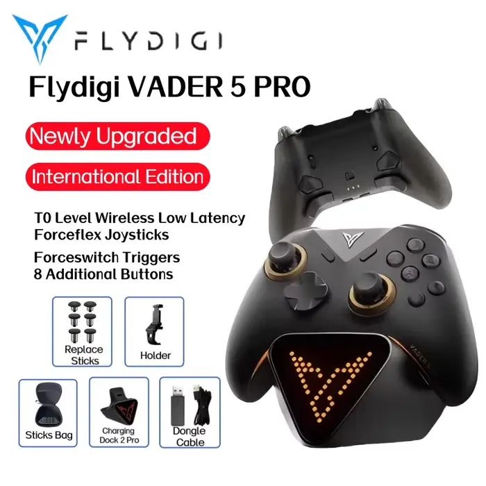 Flydigi Vader 5 Pro contrôleur de jeu 8 boutons supplémentaires haut niveau Ultra-basse latence FORCESWITCH déclencheurs manette de jeu sans fil