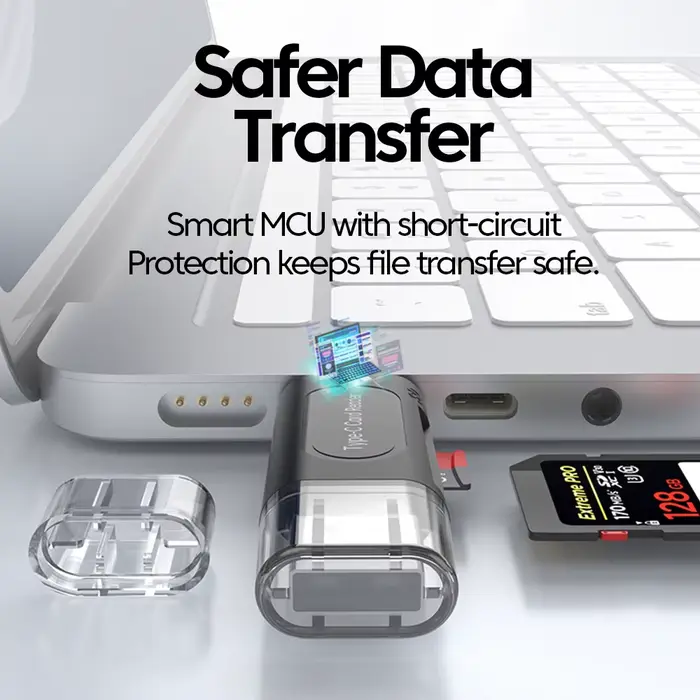 Lecteur de carte multifonction 4 en 1 USB 2.0 et Type C vers SD