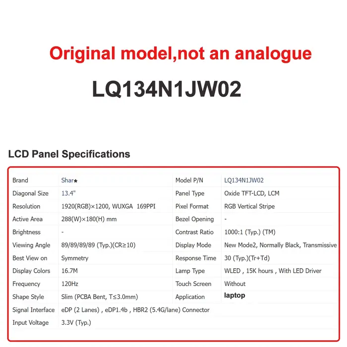 Écran LCD d'origine neuf A+ 13